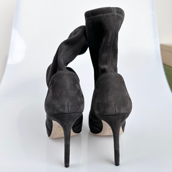 NIB Stuart Weitzman Leigh 95 Gray Suede Bootie Boot Heel Stiletto Pointed - Picture 7 of 13